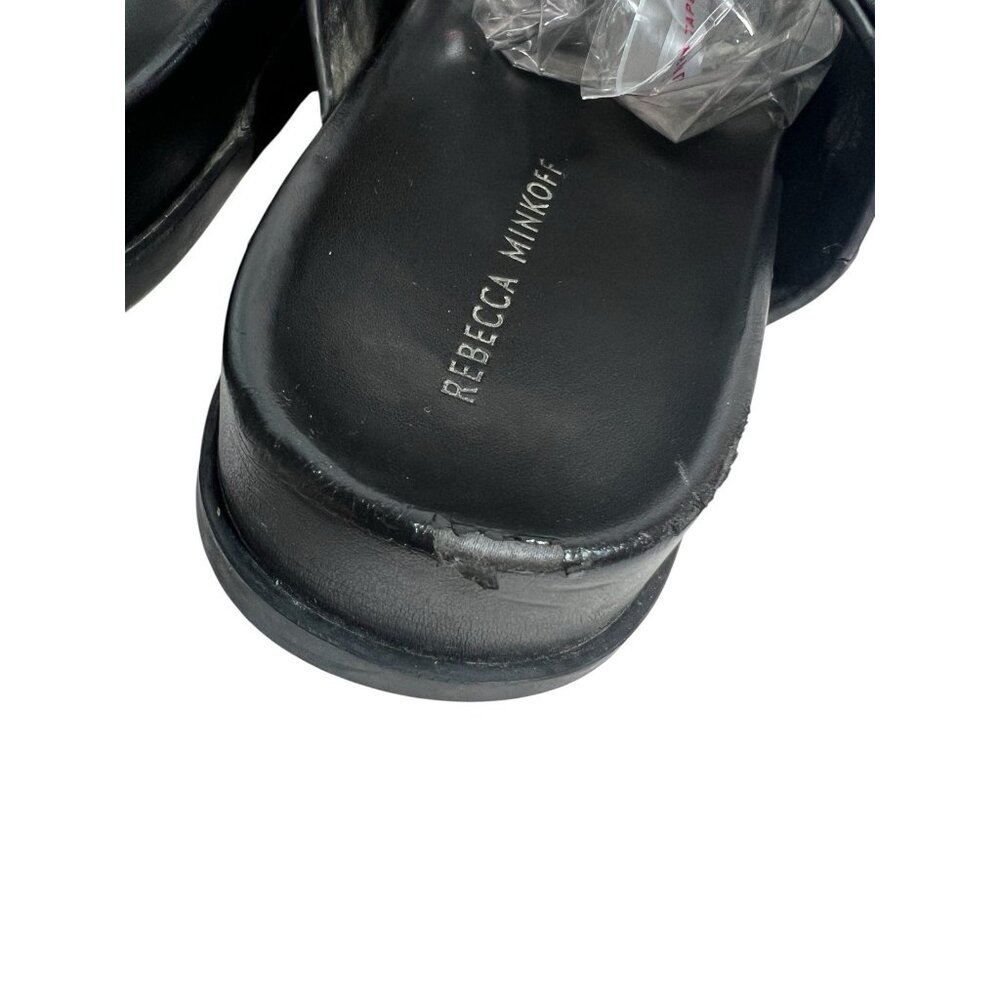 Rebecca Minkoff Women's Vachel Slides US 7,5 M Black Leather Sandals - Picture 8 of 12